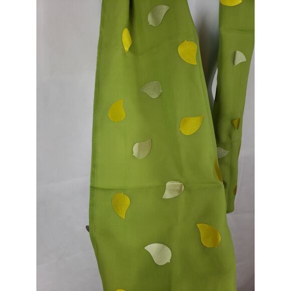 Boutique On the Vine Scarf 4601 Green Leaf Silk 60"X 10" NEW Falling Leaves - Picture 4 of 7